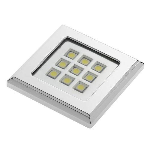 Точечный накладной светодиодный светильник Vincente, квадрат, 12V, 9 диодов, холодный свет, сатин — купить оптом и в розницу в интернет магазине GTV-Meridian.
